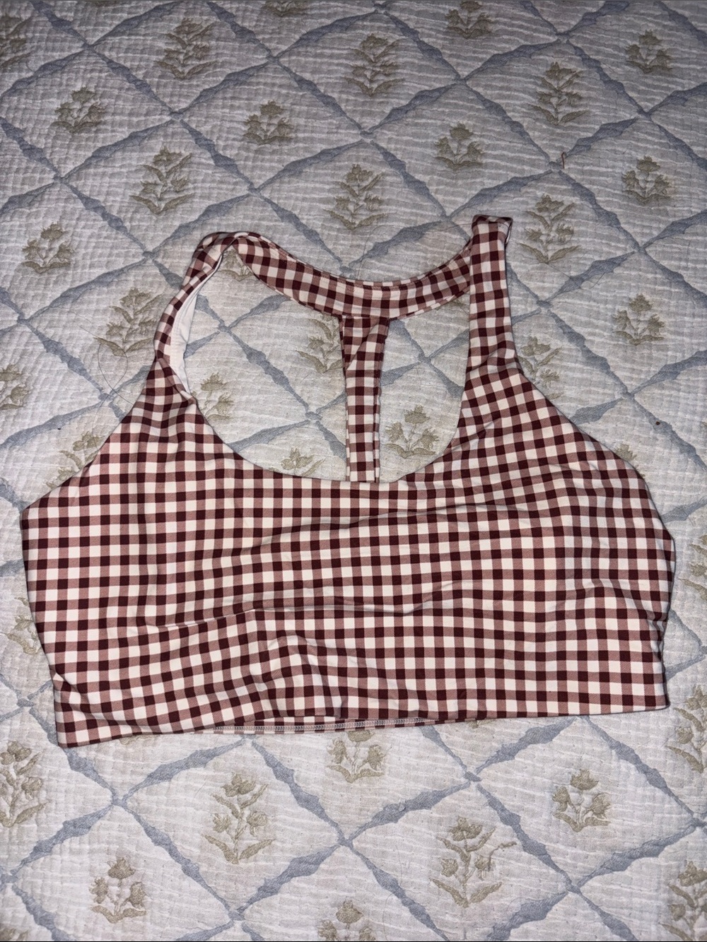JoyLab Brown and White Gingham Sports Bra